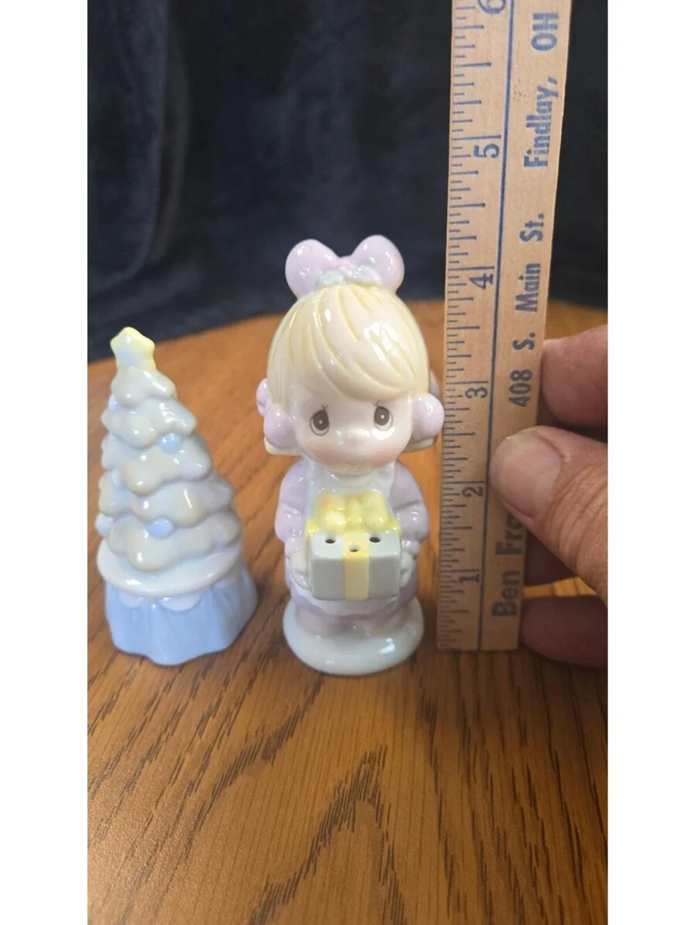 Precious Moments Porcelain Christmas Salt and Pepper Shakers